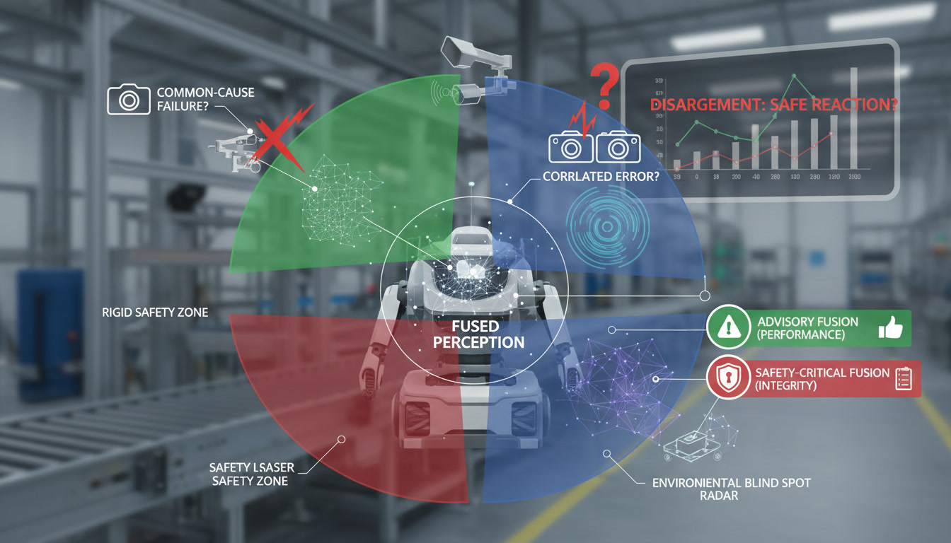Signal-path diagram showing how an uncontrolled communication channel or non-safety speed input can break an AMR safety claim